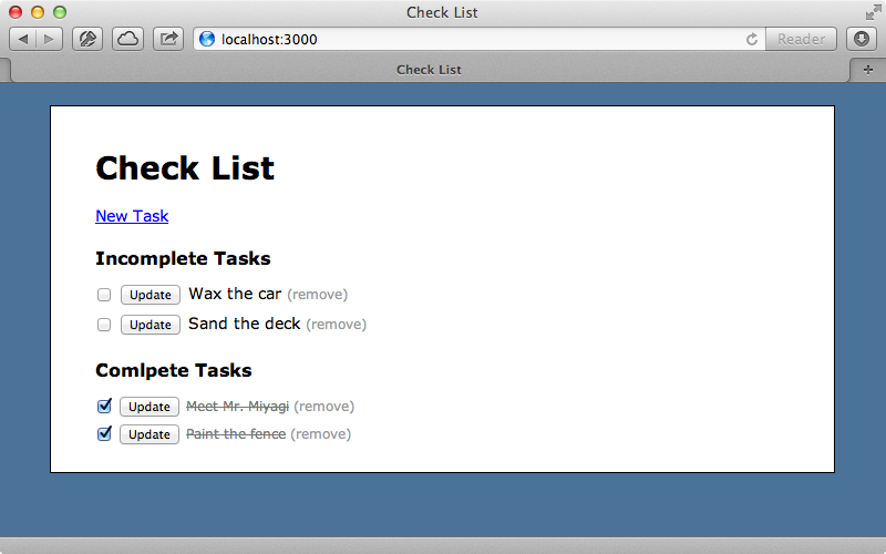 Our task list application.