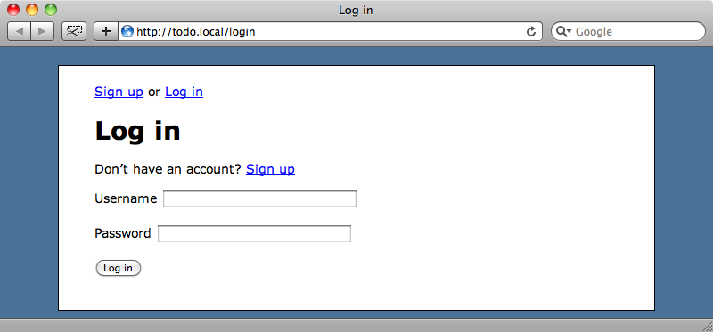 The login page.
