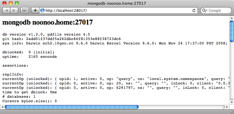 Verifica del funzionamento di MongoDB.