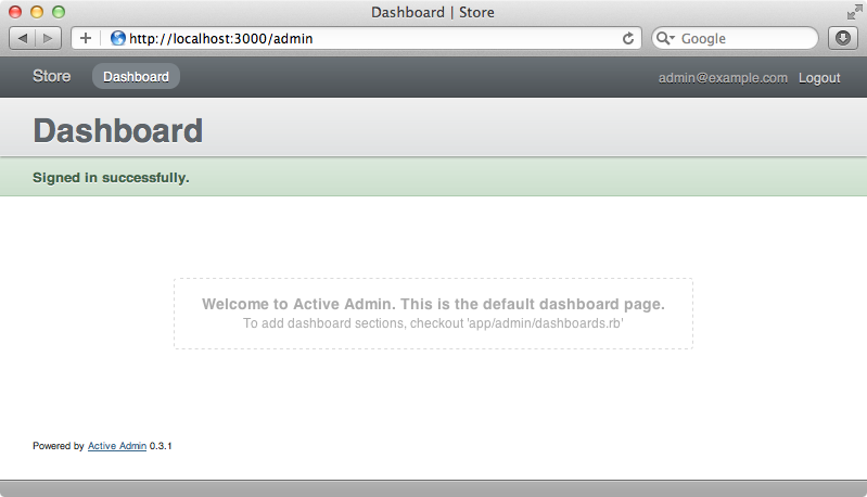 Active Adminのダッシュボード