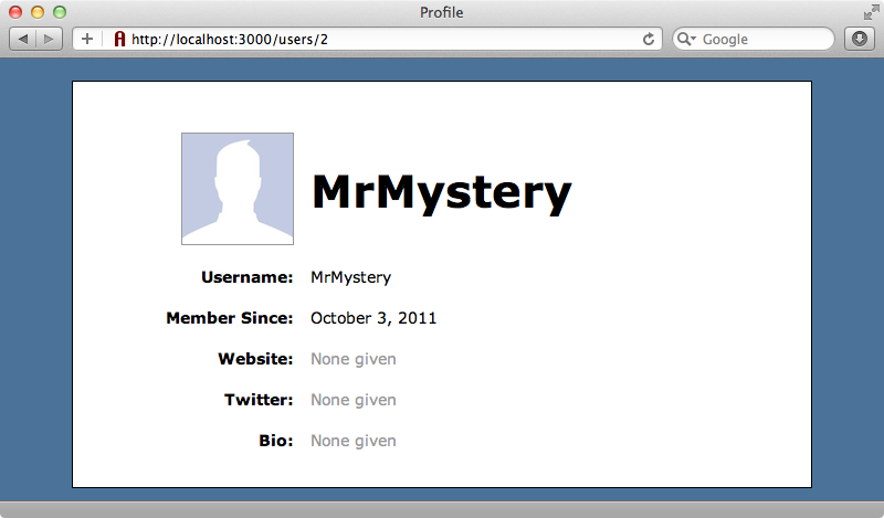 Страница профиля для MrMystery также не изменилась.