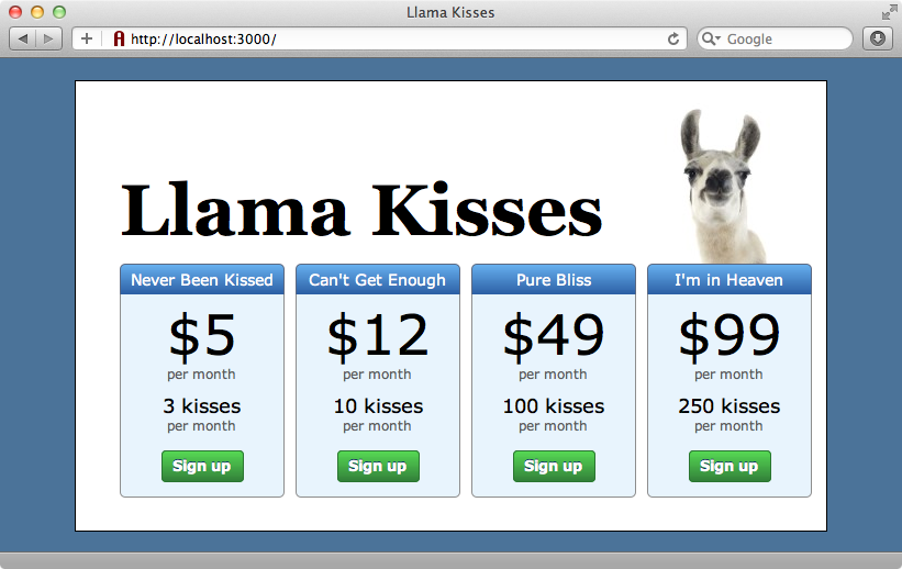 The Llama Kisses site.