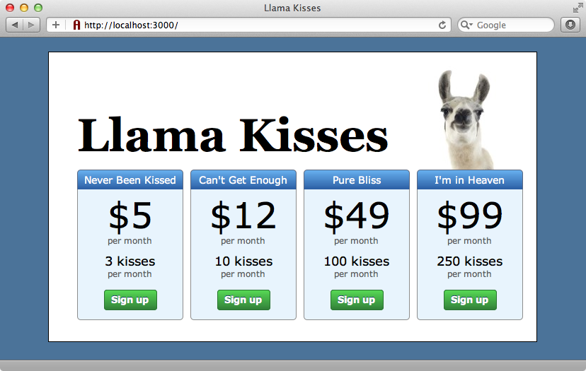 The Llama Kisses site.