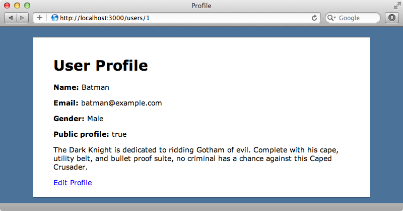 The user profile page.