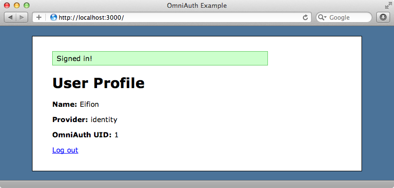 Signed in successfully through OmniAuth.