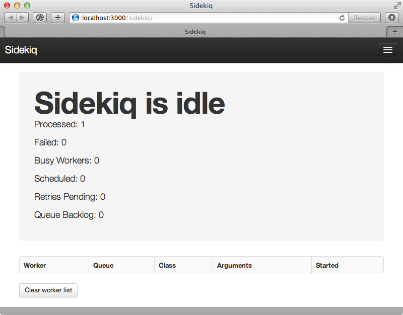 Sidekiq’s Web interface.