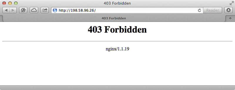Nginx returns a 403 error when we try to visit our application.